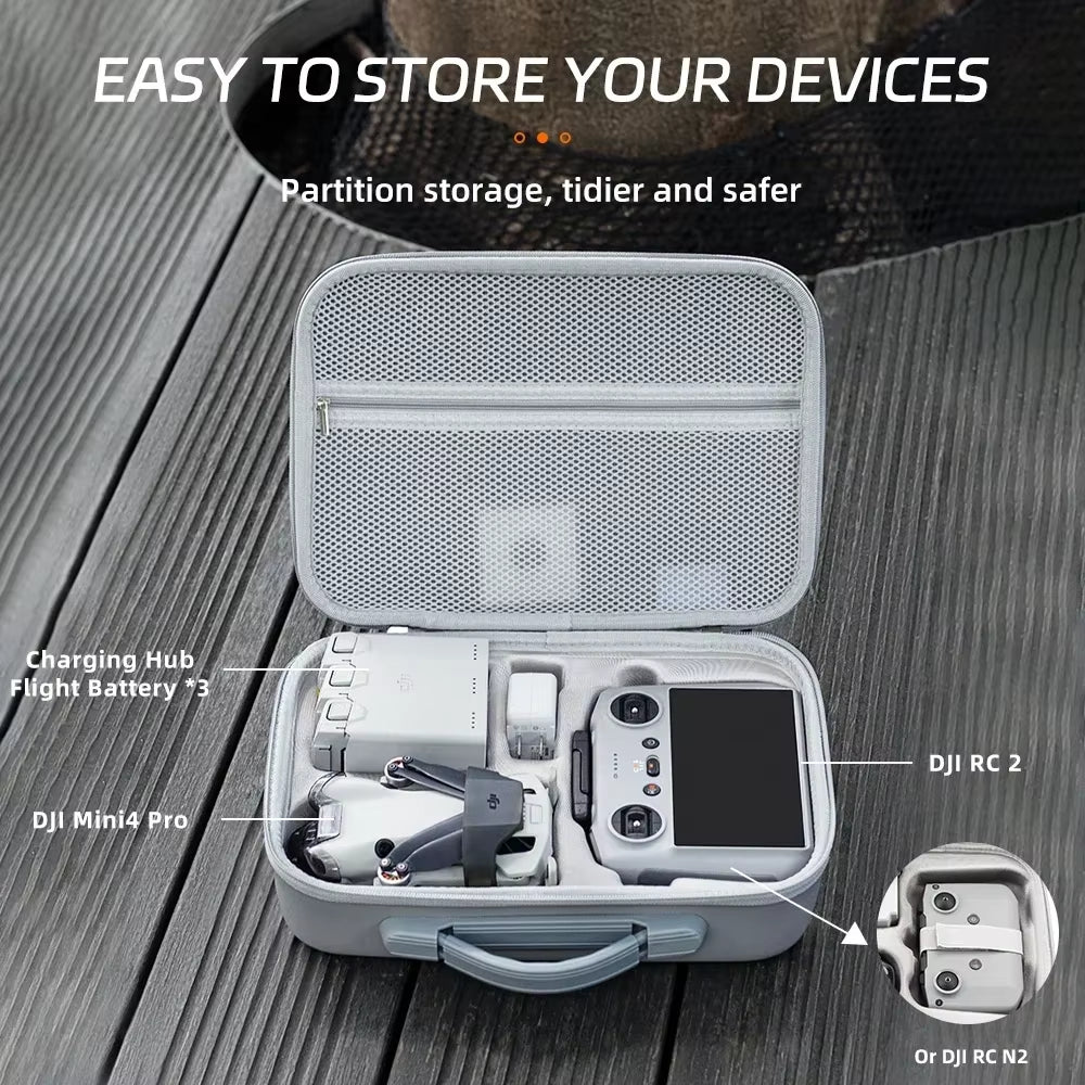 DJI Mini 4 Pro Shoulder Bag - Hardshell Storage Case for Drones and Accessories, Compatible with Mini 4 Pro RC 2/RC-N2 Controller