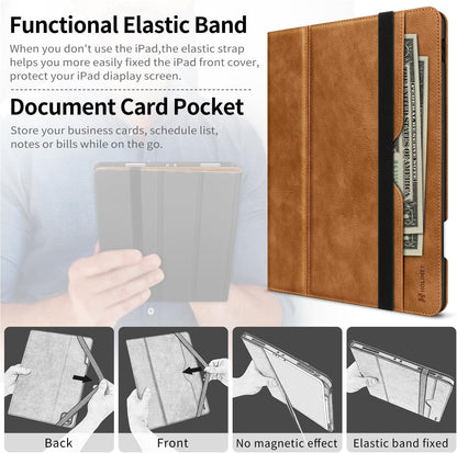 Case for Ipad Pro 12.9 2022 6Th/5Th/4Th/3Rd Generation 2021 2020 2018 with Pencil Holder Pocket Soft TPU Back Shockproof, Auto Sleep/Wake, Vegan Leather