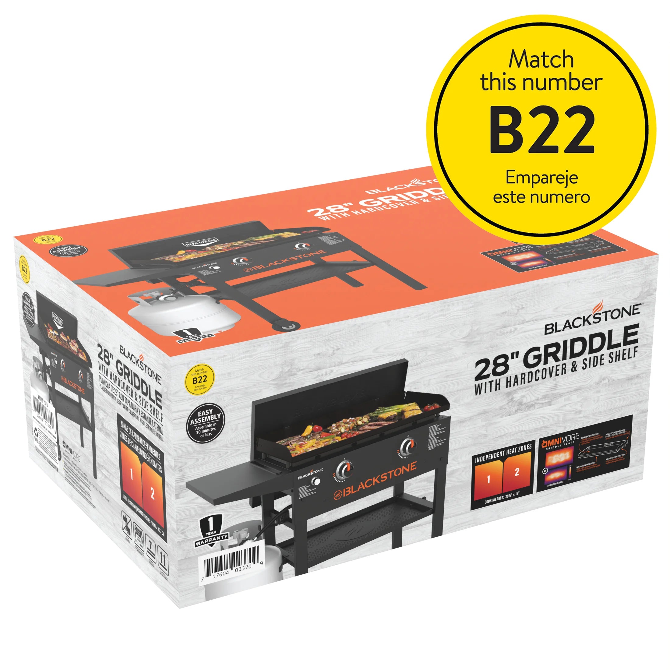 Blackstone Original Outdoor Griddle, 2-Burner 28" Propane Flat Top Grill with Hard Cover, Black