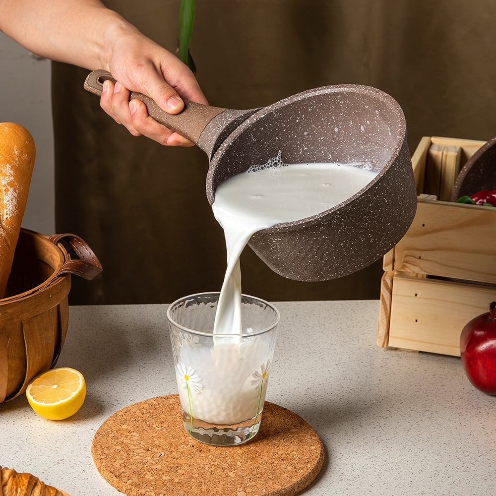 8-Piece Nonstick Granite Cookware Set in Brown for Induction Cooking