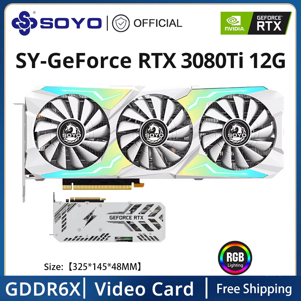 SOYO Full New Graphics Card 1660Super 2060 3060 3070Ti 3080Ti GDDR6/GDDR6X 8G 12G Cards Gaming Video Card NVIDIA Computer GPU
