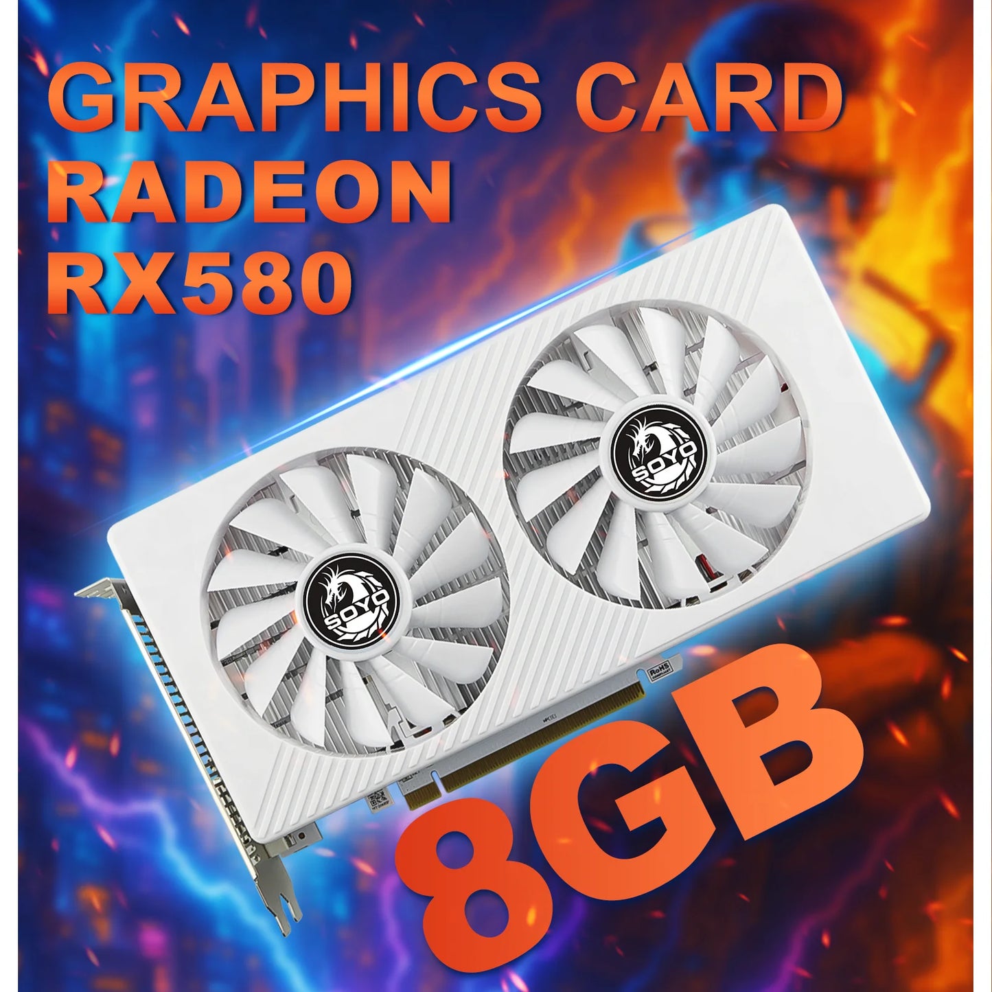 AMD Radeon RX580 8GB 256-Bit GDDR5 Gaming Graphics Card with Dual Fans and PCI Express 3.0 - White