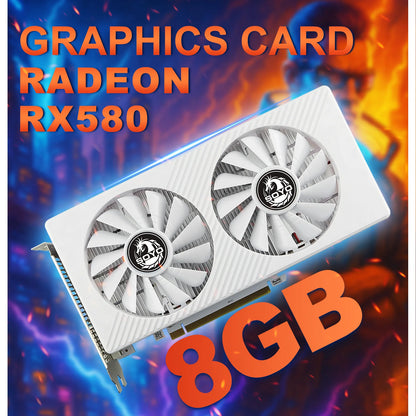 AMD Radeon RX580 8GB 256-Bit GDDR5 Gaming Graphics Card with Dual Fans and PCI Express 3.0 - White