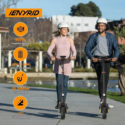 800W Electric Scooter for Adults with Seat, 12.5Ah Battery, 3 Speed Settings, Capable of 28 MPH and 32 Miles Range