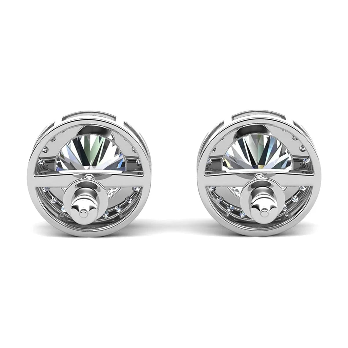 Cate & Chloe Ariel 18K White Gold Plated Silver Halo Stud Earrings with Simulated Diamonds for Women