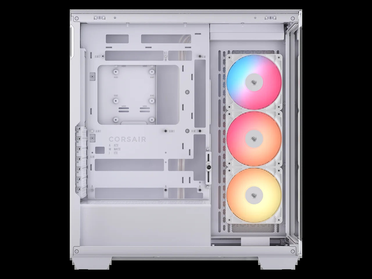 CORSAIR 3500X RS-R ARGB Mid-Tower PC Case – 3X Pre-Installed RS120-R ARGB Fans – GPU Anti-Sag Arm – Tempered Glass – Fits up to 10X 120Mm Fans – Reverse Connection Motherboard Compatible, White