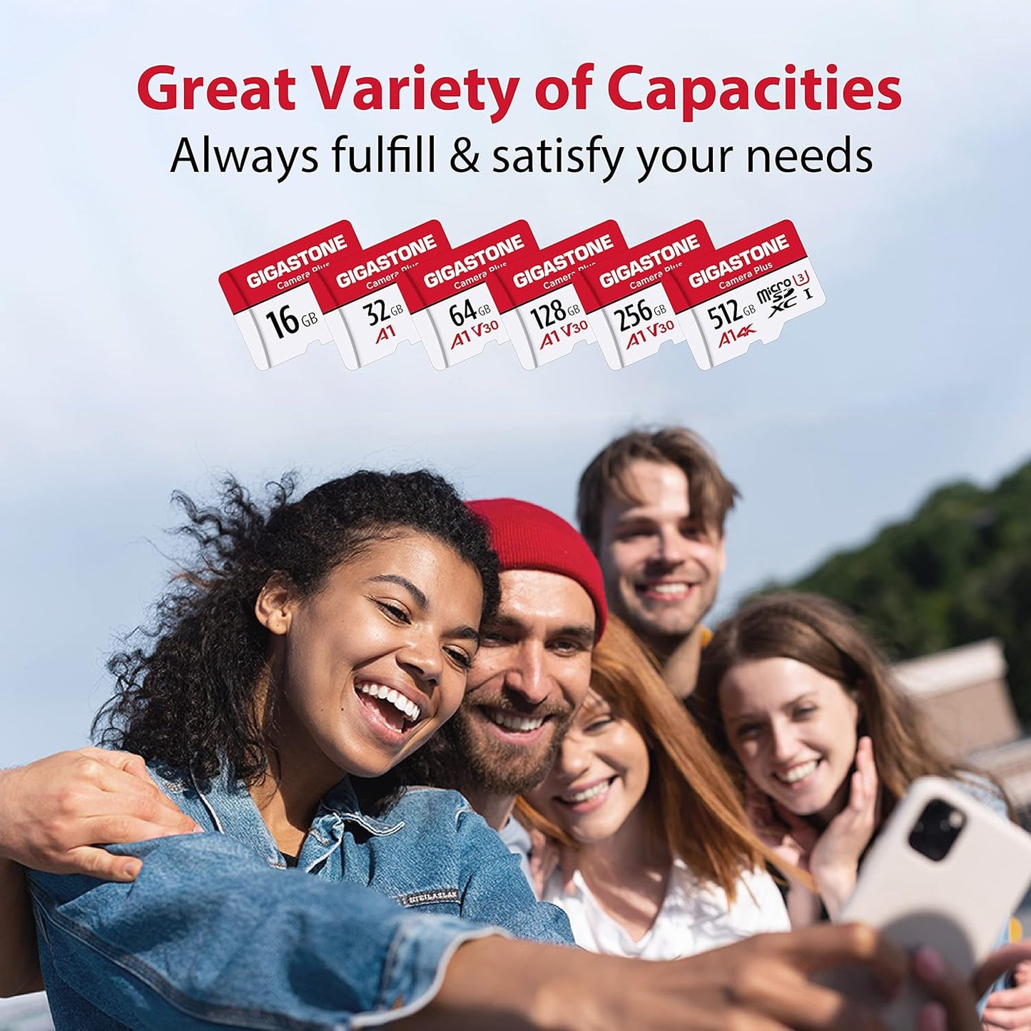 Gigastone 256GB Camera plus Series Memory Card, Read Speed up to 100Mb/S. Ideal for Full HD Video Gopro Drone Android Camera, A1 Micro SDXC Card with Mini Case and SD Adapter.