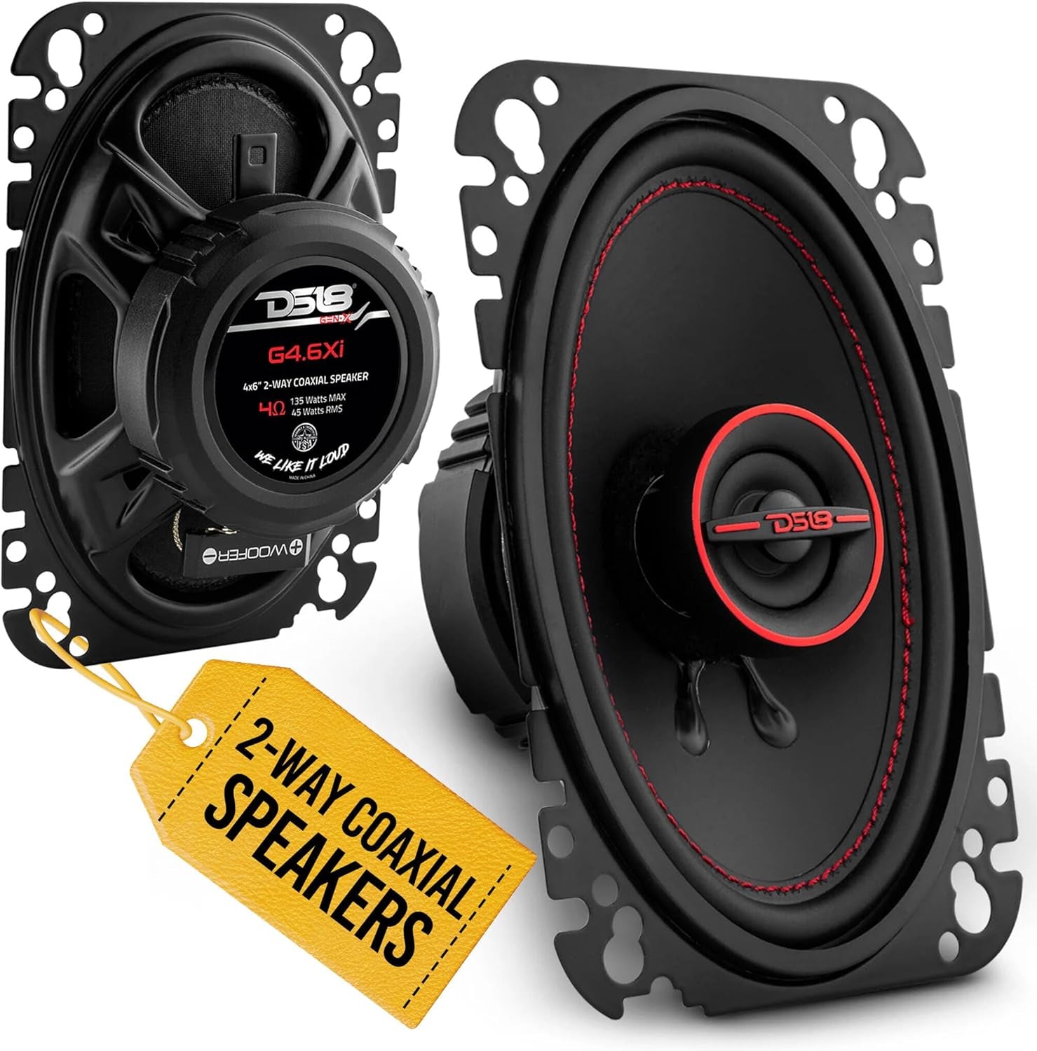 DS18 GEN-X6.5C Component Set - 6.5", 2-Way, 150W Max, 50W RMS, Black Paper Cone, Tetorn Dome Tweeters, 4 Ohms - Clarity Unparalled by Other Speakers in Their Class (2 Speakers)