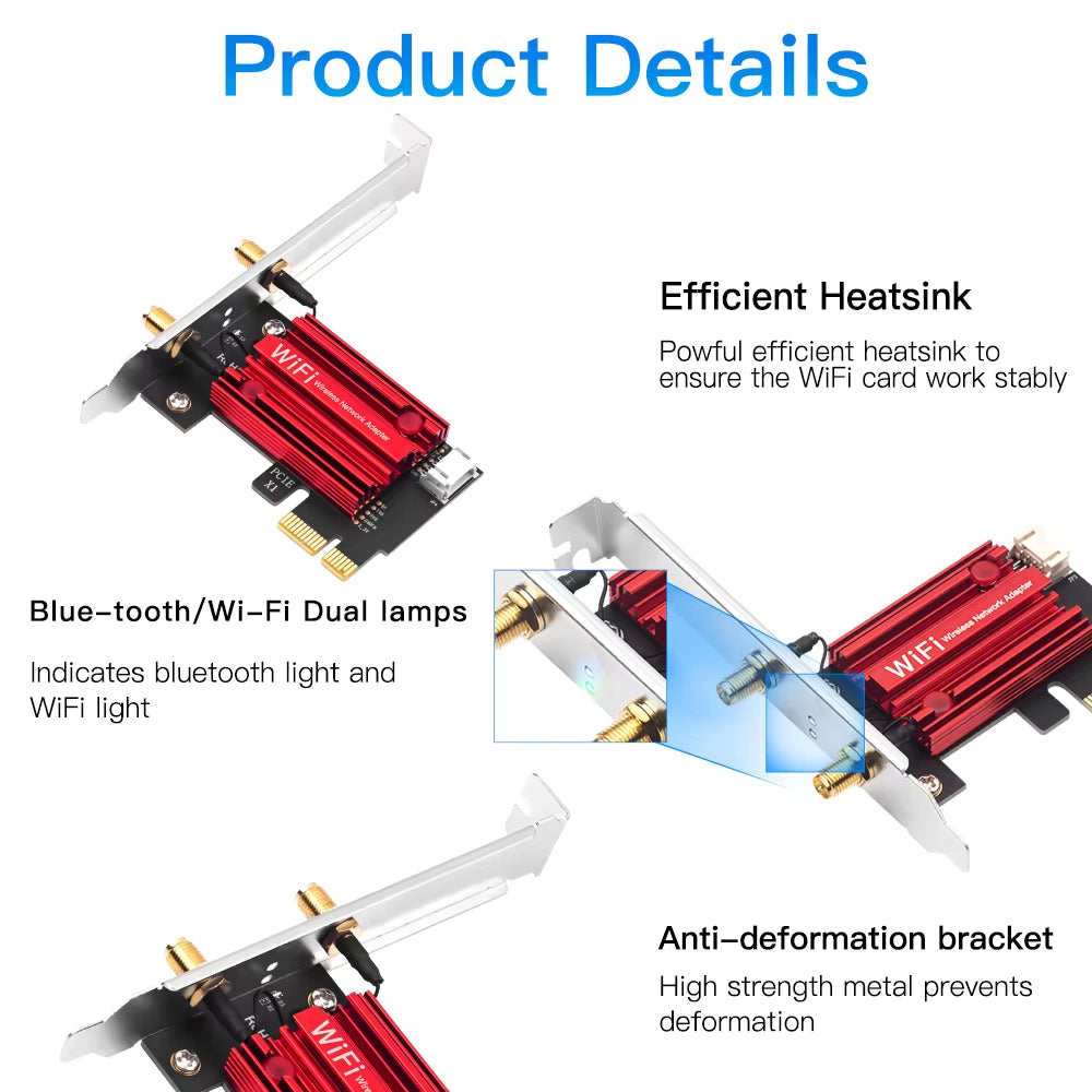 FENVI Wifi 5 PCI-E Wireless Adapter AC1200 Network Card Dual Band 2.4G/5Ghz 802.11AC for Bluetooth 4.0 Desktop Windows 7/8/10/11