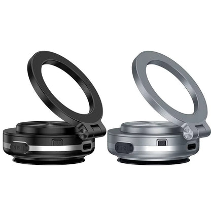 Magnetic Car Phone Mount with Vacuum Double-Sided Suction Cup, Folding Bracket, and 360-Degree Rotation