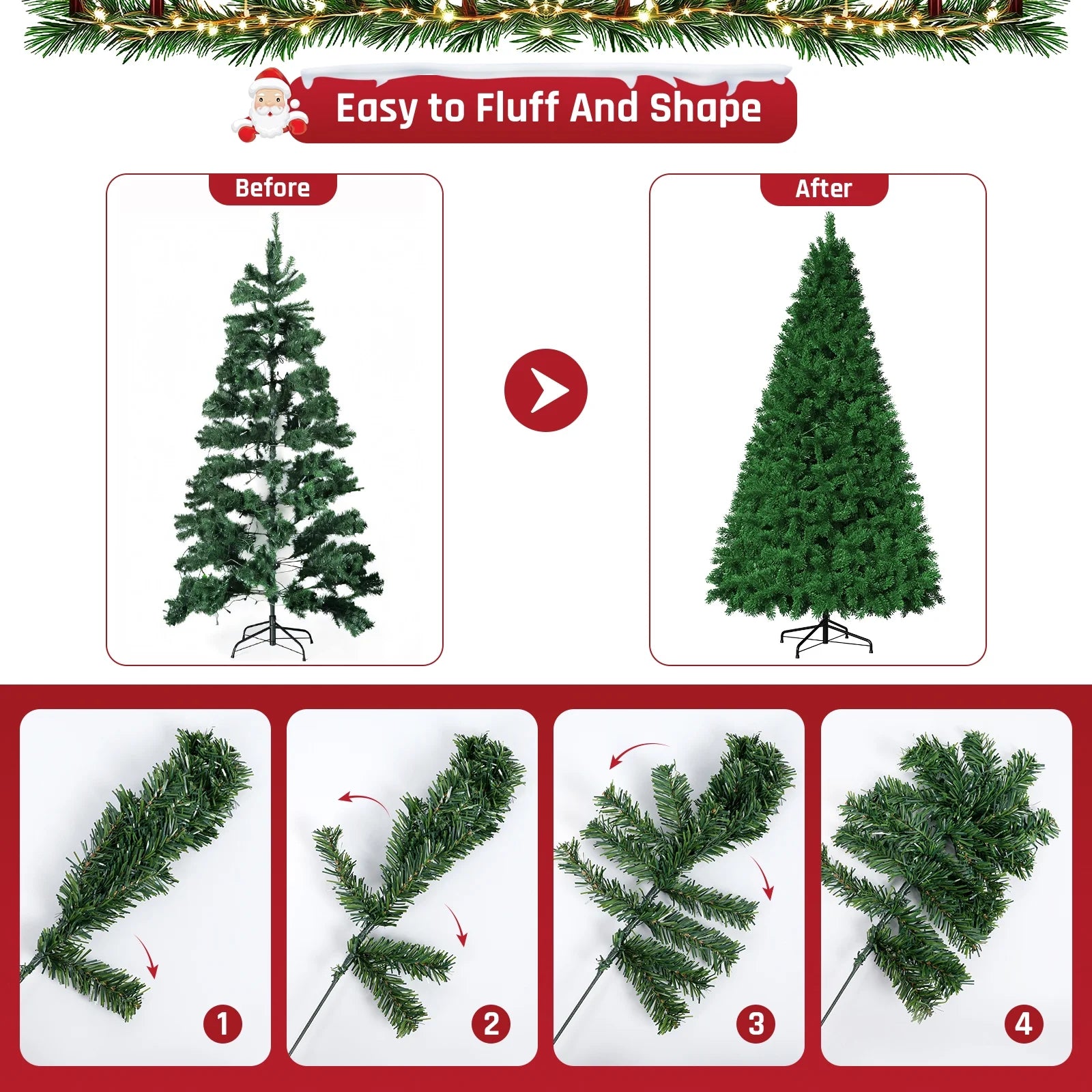 7.5-Foot Pre-Lit Artificial Christmas Tree with 18 Ornaments, Green Holiday Tree for Indoor and Outdoor Decoration