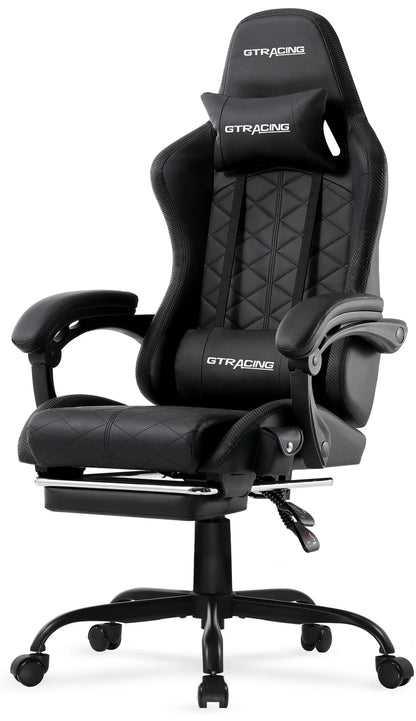 LED Gaming Desk and Bluetooth Gaming Chair Set in Black