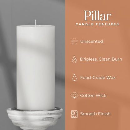Simply Soson Set of 3 Unscented White Pillar Candles, 3x6 Inch, Smooth Texture, Dripless Design - Ideal for Weddings, Parties, Spas, Dinner, Home Décor, and Church Use