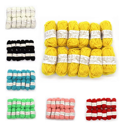 12-Piece Set of Soft Handmade Knitting Yarn - Thick Crochet Wool Line