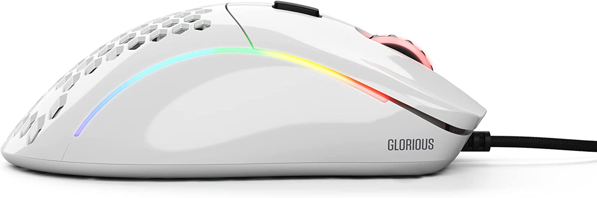 Glorious Model D Wired Gaming Mouse - 68G Superlight Honeycomb Design, RGB, Ergonomic, Pixart 3360 Sensor, Omron Switches, PTFE Feet, 6 Buttons - Glossy White