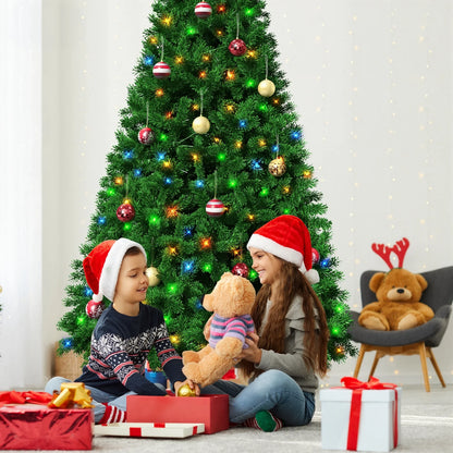 7.5-Foot Pre-Lit Artificial Christmas Tree with 18 Ornaments, Green Holiday Tree for Indoor and Outdoor Decoration