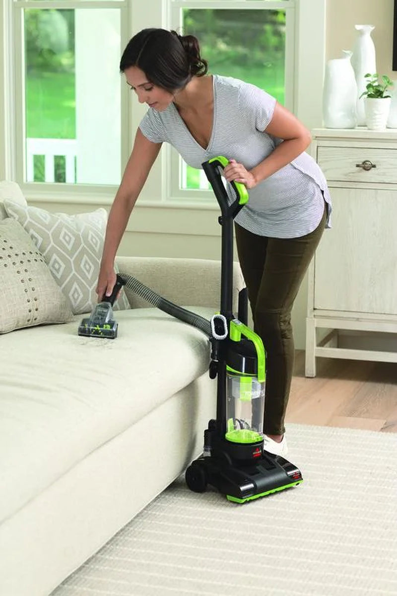 Powerforce Compact Turbo Bagless Upright Vacuum with Powerful Suction, Easy-Empty Dirt Tank, Lightweight Design, and High Reach Wand, Model 2690, Green and Black