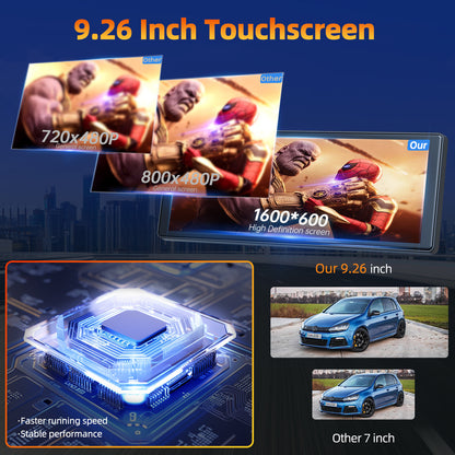 Portable Touchscreen Apple Carplay, 9.26" Wireless Carplay Screen for Car, Portable GPS Navigation for Car, Car Stereo with Airplay, AUX/FM, Googel, Siri, Bluetooth