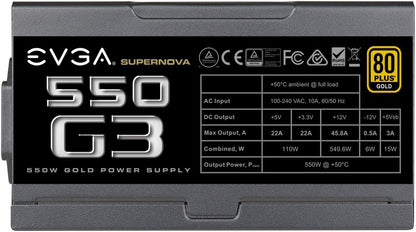 EVGA Supernova 550 G3, 80 plus Gold 550W, Fully Modular, Eco Mode with New HDB Fan, 7 Year Warranty, Includes Power on Self Tester, Compact 150Mm Size, Power Supply 220-G3-0550-Y1
