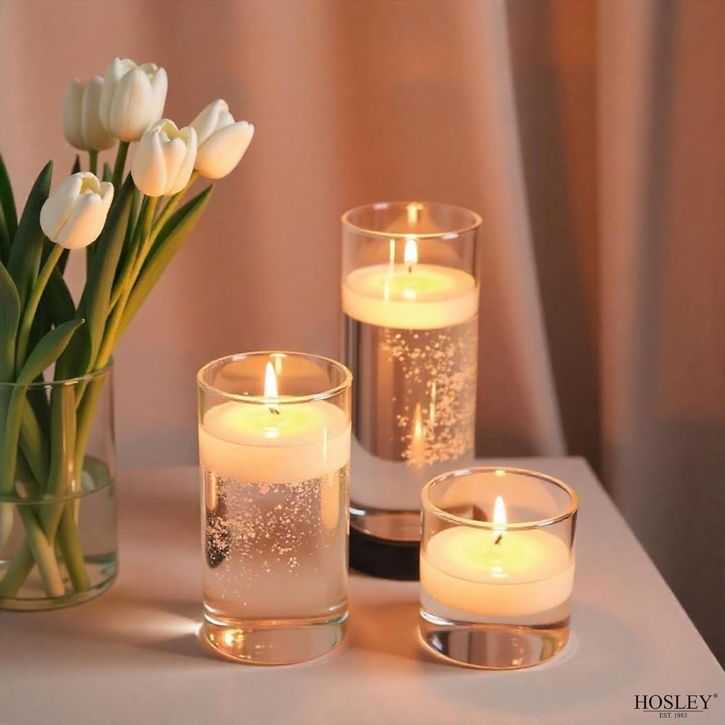 Hosley Set of 12 White Unscented Mini Floating Candles - 1.6" Discs with Smokeless Cotton Wicks for Elegant Centerpieces, Perfect for Weddings and Home Décor