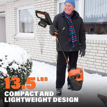20V Cordless Electric Snow Shovel with 11-Inch Blade and Adjustable Handle, Includes 4.0Ah Battery, Charger, and Cover