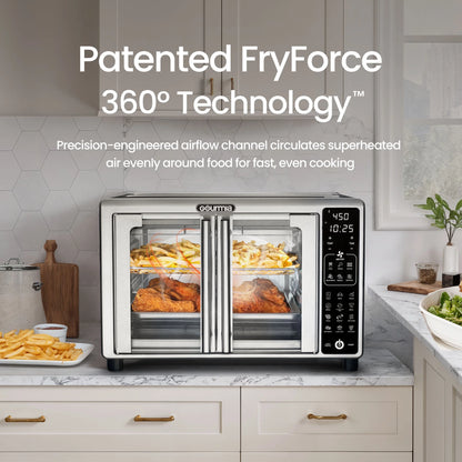 6-Slice Digital French Door Toaster Oven Air Fryer with 19 One-Touch Presets, 24L Capacity, Stainless Steel Finish