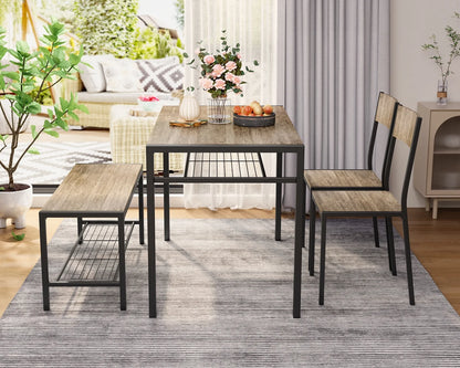 43" Dining Room Table and Chairs Set for Four, Ideal for Small Spaces and Breakfast Nooks, Gray