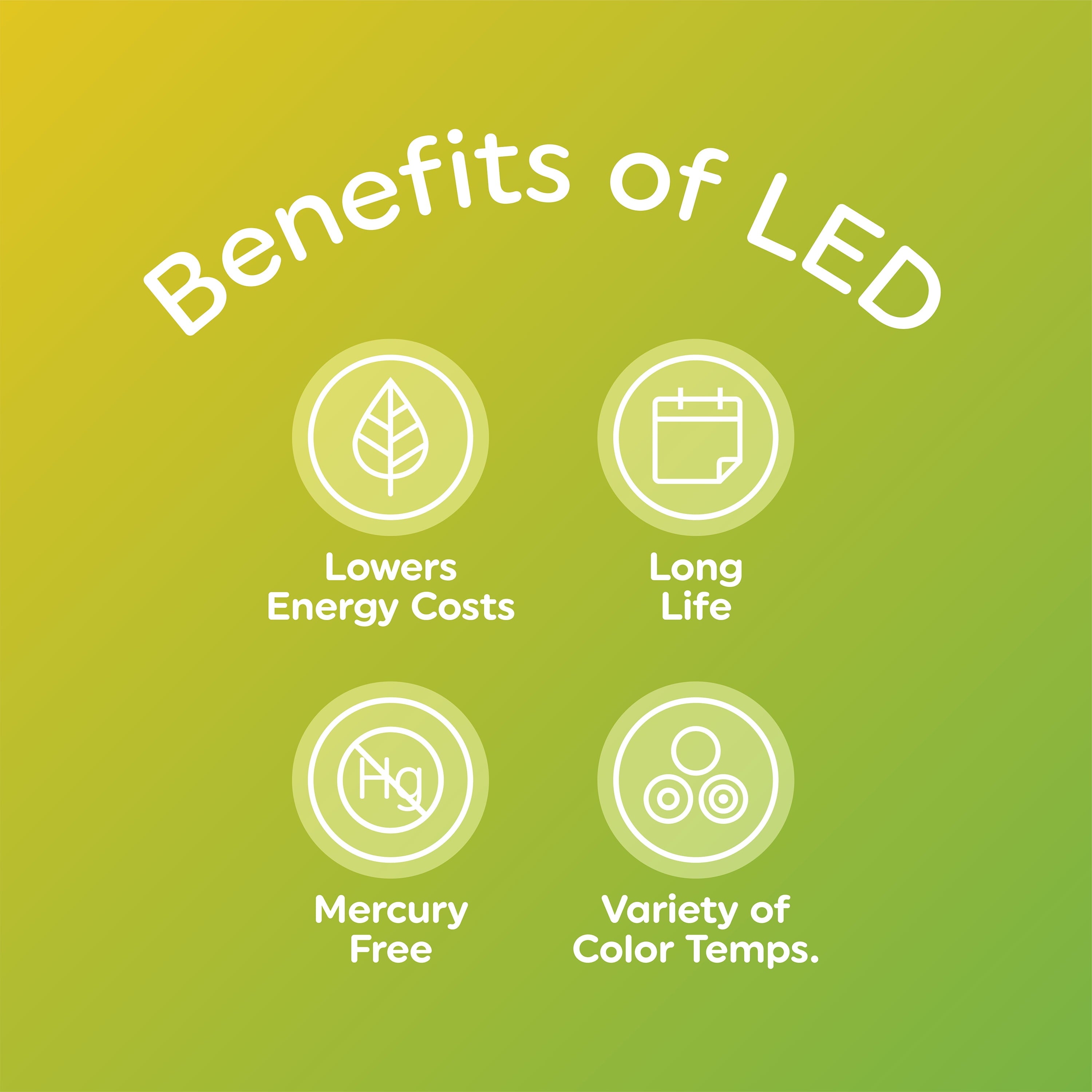 Great Value LED Light Bulbs, 60 Watts Eqv, Soft White, A19 General Purpose Light Bulbs, 9Yr, 4 Pack